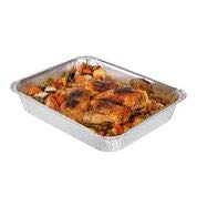 Pack de 10 recipientes rectangulares desechables de aluminio con tapa ~ bandejas de aluminio con tapa ~ Bueno para hornear, cocinar, almacenar y congelar ~ 25 x 30 cm (10 x 12 pulgadas)