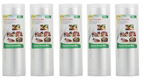 Pack de 5 Rollos Bolsas Paquete para Dispositivo Envasadora Envasado al Vacío 15 x 500cm Bolsos de Vacío para el Almacenamiento de Alimentos
