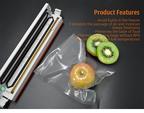 Pack de 5 Rollos Bolsas Paquete para Dispositivo Envasadora Envasado al Vacío 15 x 500cm Bolsos de Vacío para el Almacenamiento de Alimentos