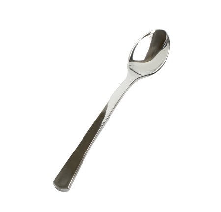 Pack de 96 cucharas de plástico elegantes – plata – 10 cm (4 pulgadas)