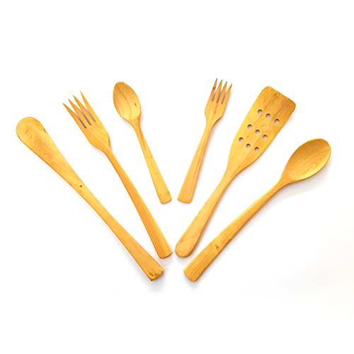 Pack de Utensilios Cocina Madera de boj fabricación Artesanal 6 Piezas