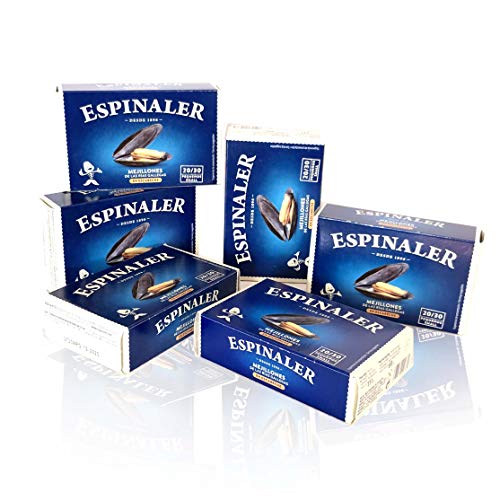 PACK MEJILLONES 20/30 PIEZAS ESPINALER x6 LATAS