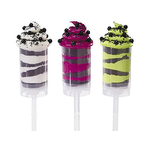 Pack of 12 clear lanzador de Cake Push Up para cake pops recipientes para magdalenas, Cake Hielo Crema Mold, plástico, Round shape