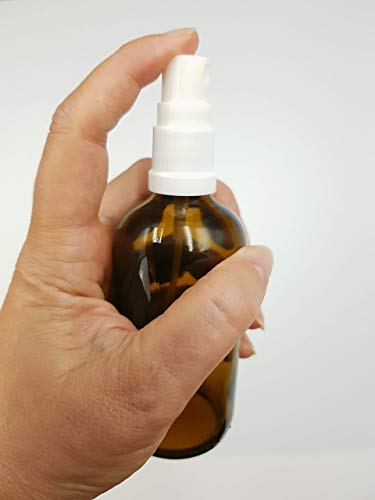 PACK of 4 - 100ml AMBER Glass Bottles with White ATOMISER Sprays. Essential Oil / Aromatherapy Use