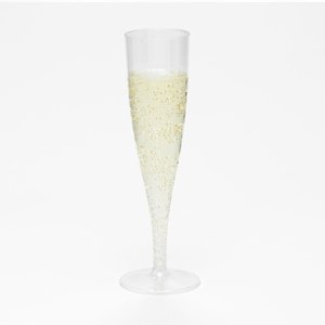 Pack x 10 Disposable Plastic Champagne Flute Glasses 160ml - Capacity Marked
