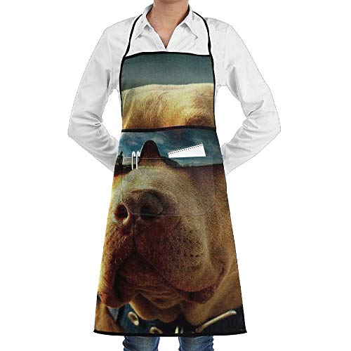 Pag Crane Kla Ju Delantal con Peto de Cocina Cuello Cintura Corbata Centro Bolsillo Pit Bull Cool Impermeable