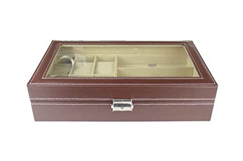 PAIDE P Caja para relojes - Estuche para relojes con 9 compartimentos - Organizador de relojes y joyas (Marrón)