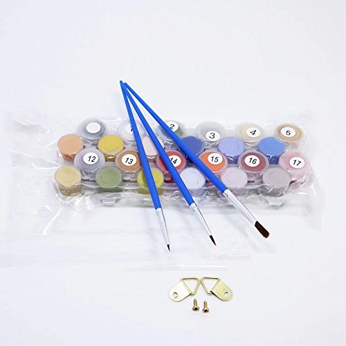 Paint by Number Kit, DIY Pintura al óleo Dibujo embarcaciones Pier Lona con Pinceles decoración Decoraciones Regalos - 16x20 Pulgadas con Marco