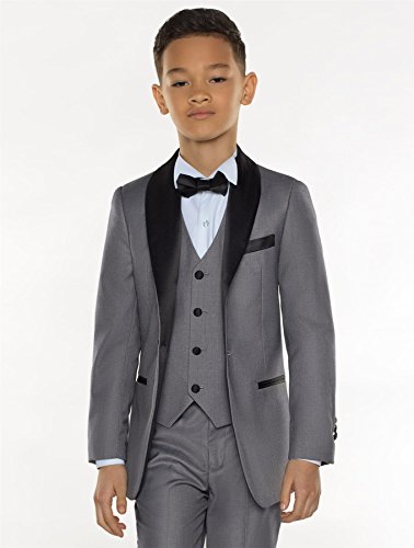 Paisley of London - traje de esmoquin para niños, traje de fiesta para niños, 12-18 meses a 14 años. Gris gris 8 Años
