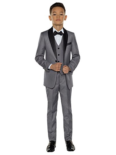 Paisley of London - traje de esmoquin para niños, traje de fiesta para niños, 12-18 meses a 14 años. Gris gris 8 Años