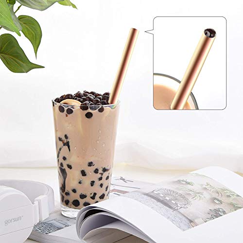 Pajitas de Acero Inoxidable 5 Pzas, Pajitas Reutilizables Extra Anchas (12 mm) - Ideal Para té de Burbuja y Boba, Batidos, Pajitas de Metal de Varios Colores de YANGTE