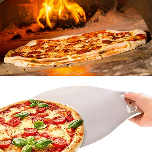Paleta para tartas de acero inoxidable fabricado en Alemania – Pala para pizza para levantar fácilmente pizza en y fuera del horno – Paleta para tartas perfectas y pasteles