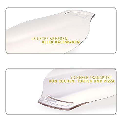 Paleta para tartas de acero inoxidable fabricado en Alemania – Pala para pizza para levantar fácilmente pizza en y fuera del horno – Paleta para tartas perfectas y pasteles