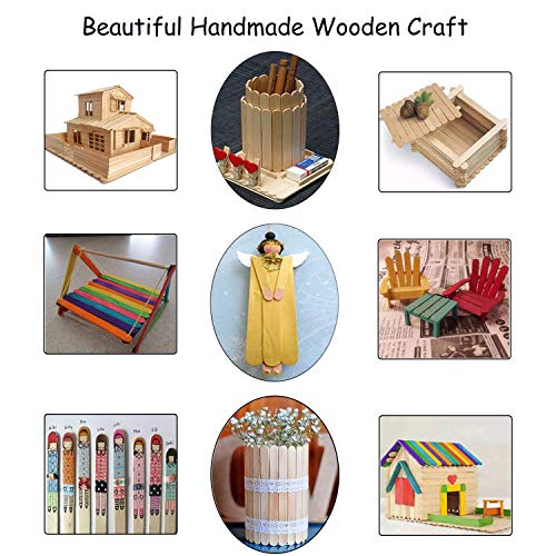 Palitos de madera para manualidades, Gxhong Palitos de madera, Palitos De Madera Helado, Popsicle Sticks, Palos de helados de madera natural, DIY Palitos de artesanía (Multicolor - 114 X 10 X 2MM)