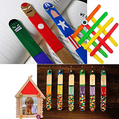Palitos de madera para manualidades, Gxhong Palitos de madera, Palitos De Madera Helado, Popsicle Sticks, Palos de helados de madera natural, DIY Palitos de artesanía (Multicolor - 114 X 10 X 2MM)