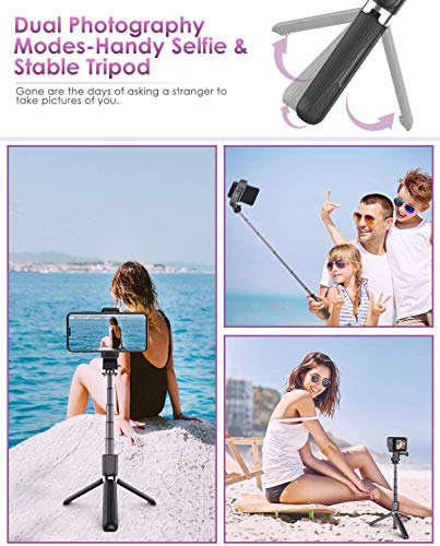 Palo Selfie Trípode, ELEGIANT Selfie Stick 4 en 1 con Control Remoto Bluetooth Aluminio para Mini Cámara/Gopro para Viaje Rotación de 360° Compatible con iPhone Samsung Xiaomi Huawei (4-6.8 Pulgadas)