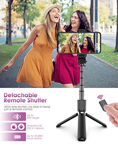 Palo Selfie Trípode, ELEGIANT Selfie Stick 4 en 1 con Control Remoto Bluetooth Aluminio para Mini Cámara/Gopro para Viaje Rotación de 360° Compatible con iPhone Samsung Xiaomi Huawei (4-6.8 Pulgadas)