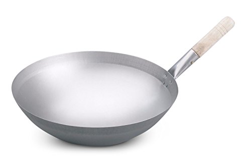 Pamai Pai® Wok Sartén diámetro 35 cm Base Redonda asiáticas Hierro Sartén Wok Sartén Inducción