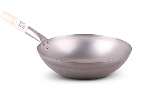 Pamai Pai® Wok Sartén diámetro 35 cm Fondo Plano Hierro asiáticas Sartén Wok Sartén Inducción