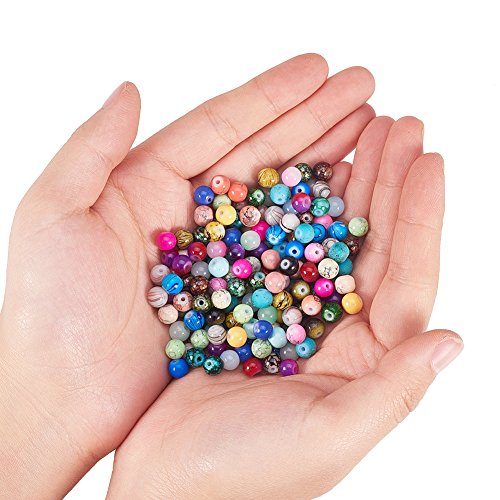 PandaHall 200pcs de Cada Bolsa Estilo Mezclado y Redondas de Color Cuentas de Vidrio pintadas con Spray Mixtos,12 mm, Agujero: 1.5 mm
