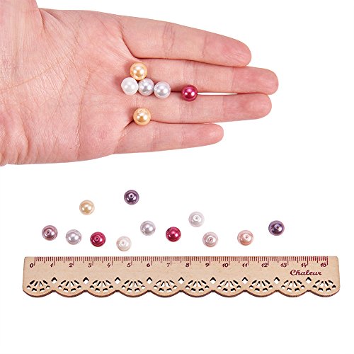 PandaHall Elite 230 Pcs Perla de los Granos de Cristal Redondo Perlado, Tenido, 8 mm, Agujero: 0,7 mm; sobre 23 pcs/Compartimento
