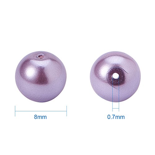 PandaHall Elite 230 Pcs Perla de los Granos de Cristal Redondo Perlado, Tenido, 8 mm, Agujero: 0,7 mm; sobre 23 pcs/Compartimento