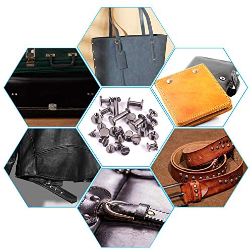 PandaHall Elite 35 Juegos de 7 Estilos de Remaches Planos de latón con Rosca Trasera de Metal para Bolso, Bolso, Zapatos, Punk, Roca, Piel, cinturón, Ropa