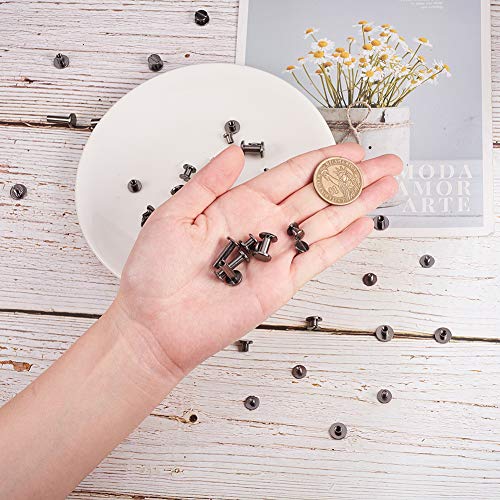 PandaHall Elite 35 Juegos de 7 Estilos de Remaches Planos de latón con Rosca Trasera de Metal para Bolso, Bolso, Zapatos, Punk, Roca, Piel, cinturón, Ropa