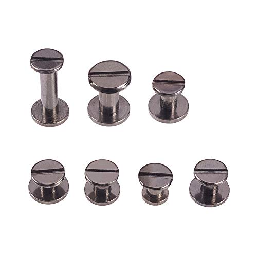 PandaHall Elite 35 Juegos de 7 Estilos de Remaches Planos de latón con Rosca Trasera de Metal para Bolso, Bolso, Zapatos, Punk, Roca, Piel, cinturón, Ropa