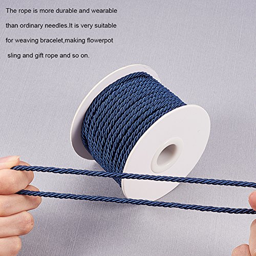 PandaHall Elite - Cuerda trenzada de nailon trenzado para manualidades, manualidades y joyería, azul marino, 20m/roll 3mm