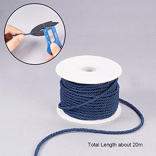 PandaHall Elite - Cuerda trenzada de nailon trenzado para manualidades, manualidades y joyería, azul marino, 20m/roll 3mm
