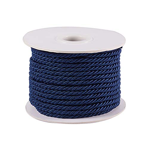 PandaHall Elite - Cuerda trenzada de nailon trenzado para manualidades, manualidades y joyería, azul marino, 20m/roll 3mm