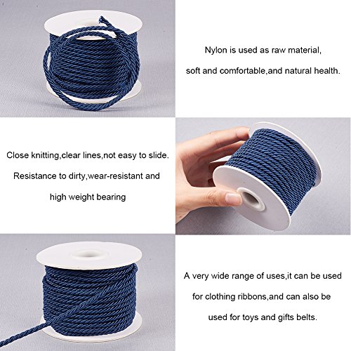 PandaHall Elite - Cuerda trenzada de nailon trenzado para manualidades, manualidades y joyería, azul marino, 20m/roll 3mm