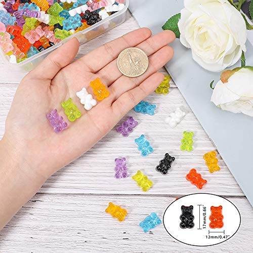 PandaHall Elite - Juego de 144 Piezas de 16 Colores con cabujones de Goma, diseño de Oso de Dibujos Animados de Animales, decoración de la Selva para Bricolaje, Broche, Pendientes