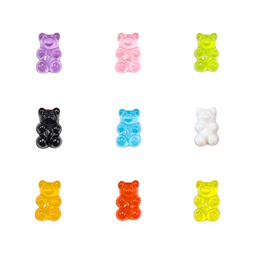 PandaHall Elite - Juego de 144 Piezas de 16 Colores con cabujones de Goma, diseño de Oso de Dibujos Animados de Animales, decoración de la Selva para Bricolaje, Broche, Pendientes