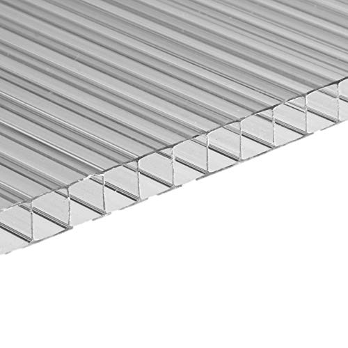 Panel de policarbonato alveolar transparente, 10 mm de grosor, 200 x 105 cm