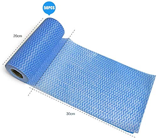 Paño de limpieza desechable (2 rollos/100 piezas), multiusos, tela no tejida, no tejida, no tejida, para cocina, desechable, limpieza antiadherente, paño de limpieza para casa, paño de limpieza