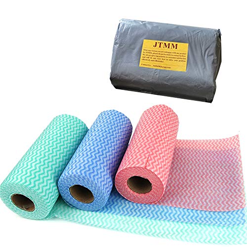 Paño de limpieza desechable (2 rollos/100 piezas), multiusos, tela no tejida, no tejida, no tejida, para cocina, desechable, limpieza antiadherente, paño de limpieza para casa, paño de limpieza