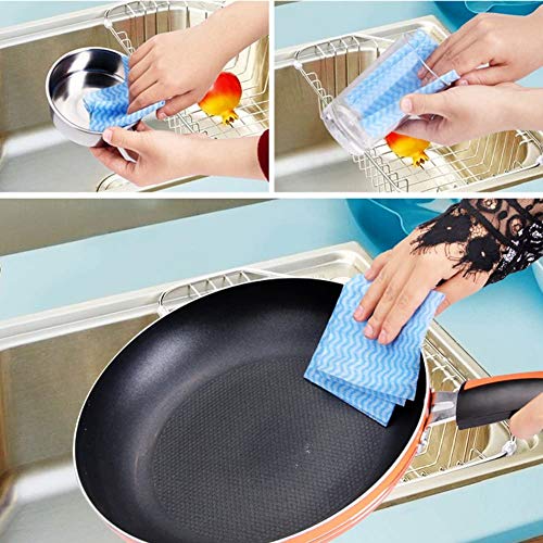 Paño de limpieza desechable (2 rollos/100 piezas), multiusos, tela no tejida, no tejida, no tejida, para cocina, desechable, limpieza antiadherente, paño de limpieza para casa, paño de limpieza