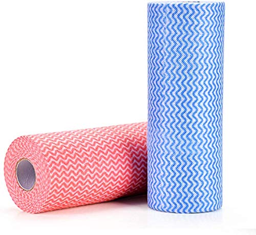 Paño de limpieza desechable (2 rollos/100 piezas), multiusos, tela no tejida, no tejida, no tejida, para cocina, desechable, limpieza antiadherente, paño de limpieza para casa, paño de limpieza
