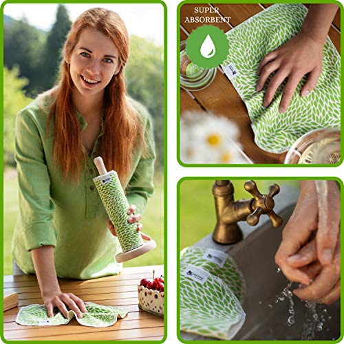 Paños Reutilizables de Algodón, Pack de 10 Toallitas de Papel Lavables, Rollo de Limpieza de Cocina MADE IN EU, Bayetas Absorbentes Ecológicas Multiusos, Servilletas de Tela Resistente Cero Residuos