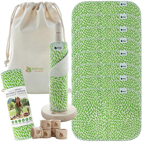 Paños Reutilizables de Algodón, Pack de 10 Toallitas de Papel Lavables, Rollo de Limpieza de Cocina MADE IN EU, Bayetas Absorbentes Ecológicas Multiusos, Servilletas de Tela Resistente Cero Residuos