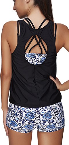 PANOZON Vestido de Traje de Baño de Dos Piezas Tankinis y Chalecos Substituibles 2 Usos para Mujer (Large, Porcelana)