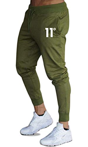 Pantalones de Deporte para Hombre Chándal Ajustados Multicolores Cintura Elástica Ajustable Pantalon de Hombre Pitillo Deportivo con Bolsillos (Verde, M)