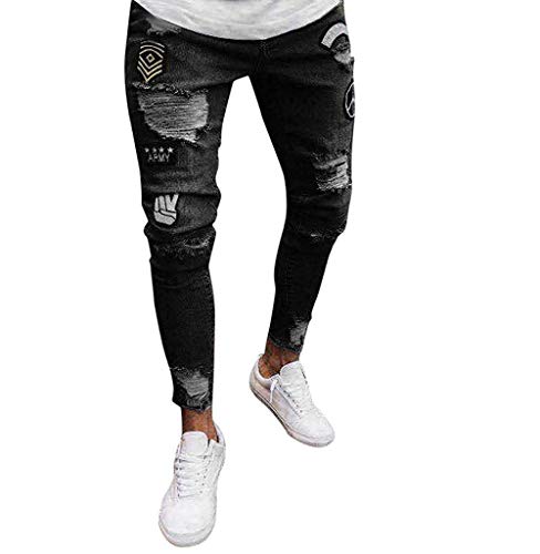 Pantalones De Mezclilla Elásticos Ropa De Elásticos Mezclilla festiva Pantalones Distressed Torn Frayed Slim Fit Jeans Con Cremallera Pantalones Hombres Pantalones Summer Sport Stretch Streetwear