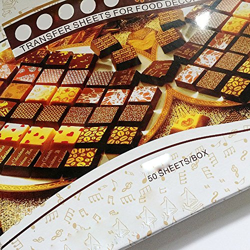 Papel colorido de la decoración del alimento de la hoja de la transferencia del chocolate de DIY fijado (50 PC)