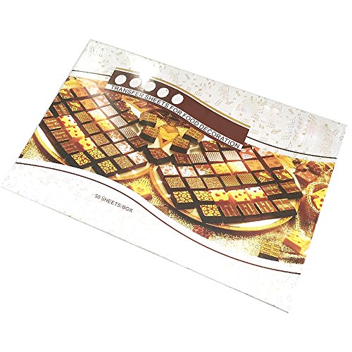 Papel colorido de la decoración del alimento de la hoja de la transferencia del chocolate de DIY fijado (50 PC)
