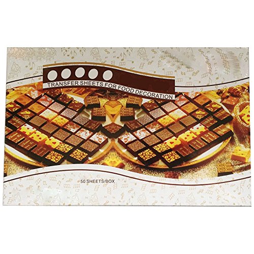 Papel colorido de la decoración del alimento de la hoja de la transferencia del chocolate de DIY fijado (50 PC)