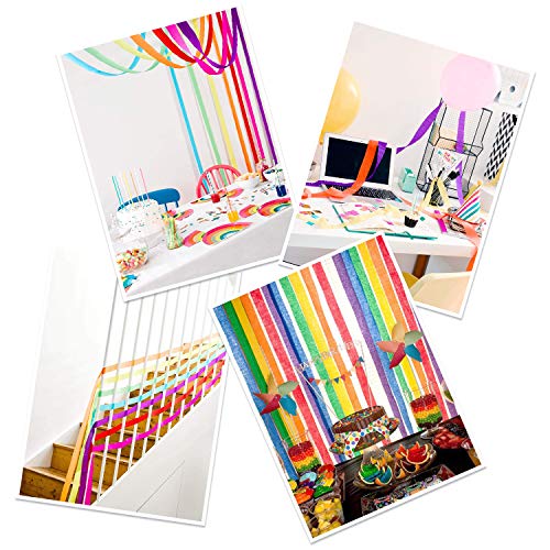 Papel Crepé 20 Rollos 10 Colores Papel Pinocho para Decoraciones de Fiesta de Cumpleaños Boda Halloween Festival 25 meter X 4.5 cm