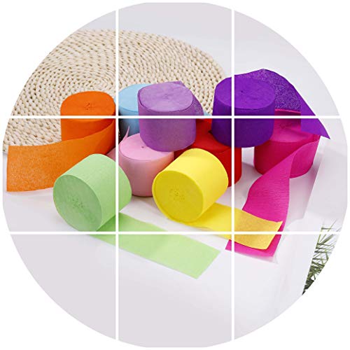 Papel Crepé 20 Rollos 10 Colores Papel Pinocho para Decoraciones de Fiesta de Cumpleaños Boda Halloween Festival 25 meter X 4.5 cm